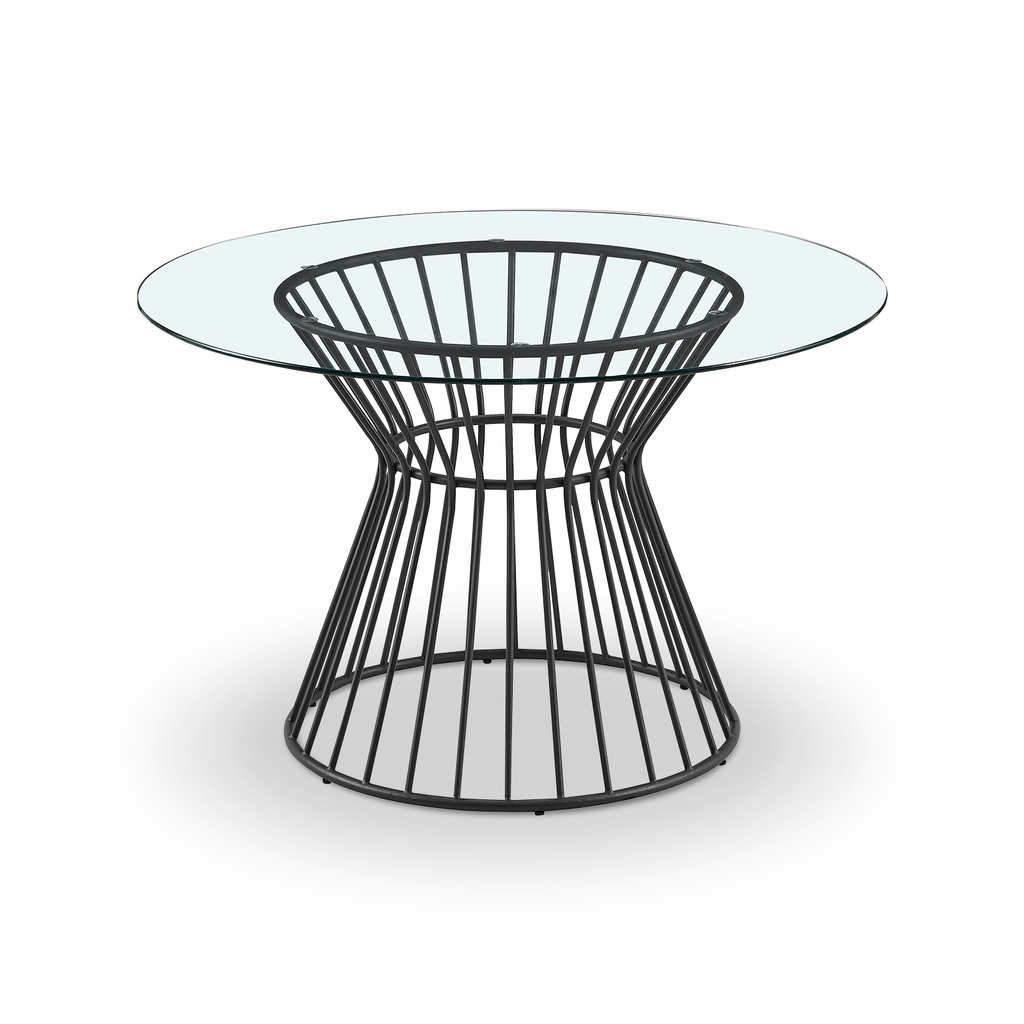 [550010000005] Mesa Comedor Lira (Vidrio Transparente, Negro Mate, 120 cm Ø)